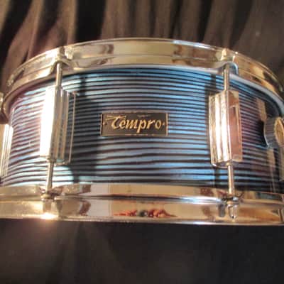 Tempro Vintage 14 x 5 Snare Drum, 1960s Japan Made, Blue Strata, Exceptional Original! image 1