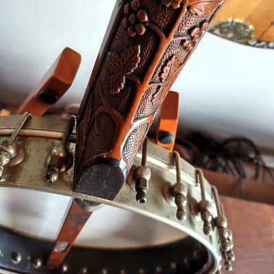 SS Stewart Orchestra Model Carved Scroll 5St Banjo 1890 image 2