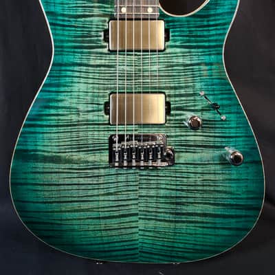 Tom Anderson Angel, Flame Maple Top, Ziricote FB, HC1/HC2+, Cajun Key Lime to Teal Burst, w/Bag image 5