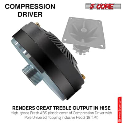 5 Core Compression Driver Pair 270W Combined RMS Titanium Tweeter Diaphragm 8 Ohm 1.75" Voice Coil High Frequency 1.5k-20kHz Weatherproof Thro image 7