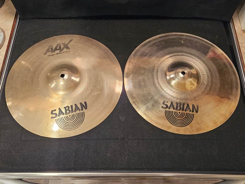 Sabian 14" AAX Stage Hi-Hat Cymbals 1030g/1510g Matched Pair image 1