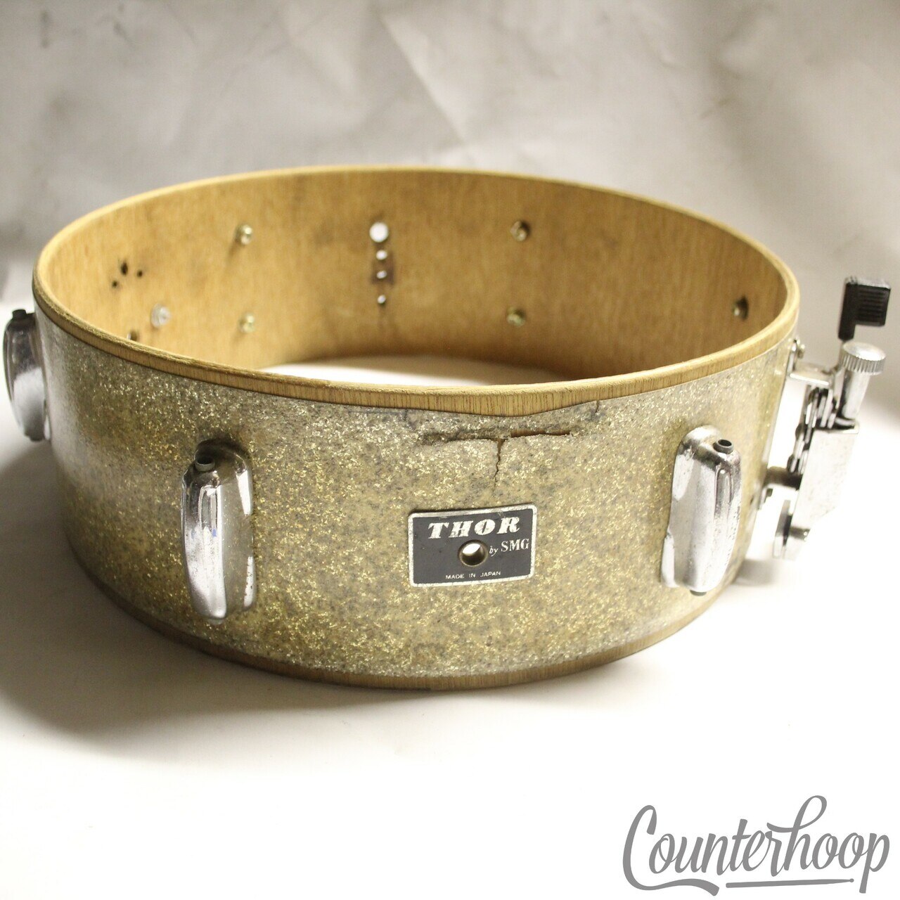 Thor SMG Pearl 14x5"Snare Drum Shell 6Ply Lauan Silver Sparkle Japan Vintage 60s — main photograph