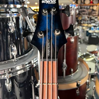 Schecter Guitar Research Omen Elite 4 / Four String Electric Bass Guitar in See-Thru Blue Burst with Hardshell Case (RM 2) image 6
