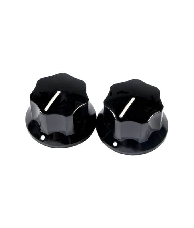Fender Pure Vintage 1965 Jaguar Skirted Knobs Set of Two Black image 1