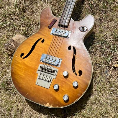 Vintage Harmony H-27 Mid 60’s Bass Guitar - Sunburst Flame Top image 9