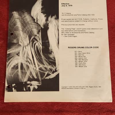 Vintage 1978 Rogers Price List image 1