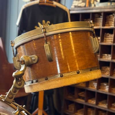 VINTAGE 1940's Leedy Trap Kit in Natural Mahogany - 14x28, 7x11, 9x13 image 16