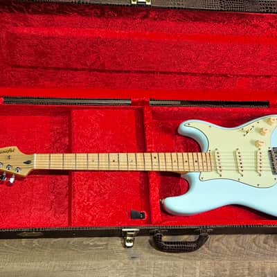 MyDream Partcaster Custom Built - Sonic Blue Flamed JM Silver Strat image 5