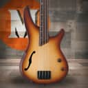 Ibanez SR Bass Workshop 4 String Electric Bass - Hollow Body Fretless - Natural Browned Burst Flat (SRH500FNNF)