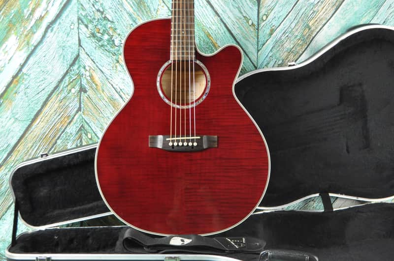 Takamine G Series Acoustic Electric Guitar EG540C w/ SKB Hard Shell Case Red Flamed image 1