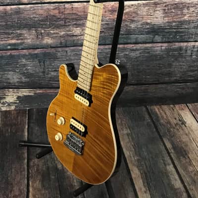 Ernie Ball MusicMan Left Handed Axis Super Sport Electric Guitar- Trans Gold Flame image 5