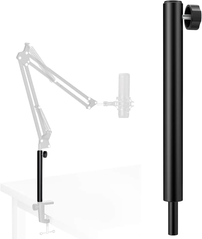 Microphone Boom Arm Extension Tube Aluminum Alloy Mic Stand Extension Riser Desk Mount Mic Arm Extension Rod for Microphone Suspension Boom Scissor Arm Stand Holder image 1