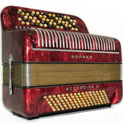Vintage Hohner Accordina II C Griff Button Accordion 96 Bass, made in Germany, with New Straps and Hard Case, Original Accordeone de Botones, 2686 image 2