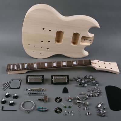 Unbranded Double Cut  Electric Guitar DIY Kit Natural Unfinished image 3