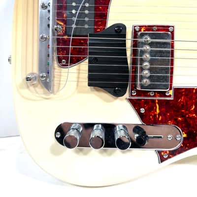 Electric sitar tele style with sympathetic strings Dronemaster 2023 - Olympic White image 7