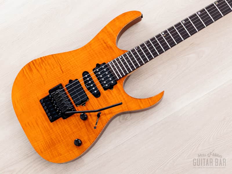 1996 Ibanez J Custom RG1508 HSH Amber Flame Top, Near-Mint w/ DiMarzio image 1