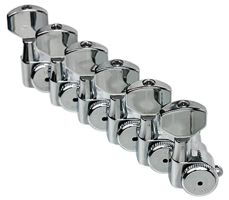 Hipshot CHROME 6-InLine Grip-Lock Non-Staggered Vintage Post Guitar Tuners w/UMP image 1