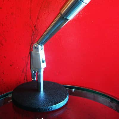 Vintage 1960's Claricon 38-504 dynamic Satin Chrome microphone w connector & desk stand Lafayette Olson Midland image 1