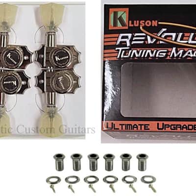 Kluson Revolution Locking Tuners 3x3 Pearloid keystone button - Nickel KRGL-3-NP image 3
