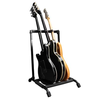 Rok-It Multi Guitar Stand Rack with Folding Design; Holds up to 3 Electric or Acoustic Guitars image 1