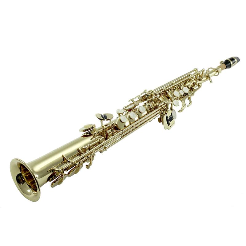 Sky Band Approved Bb Gold Plated Soprano Saxophone with Lightweight Case, Gloves image 1