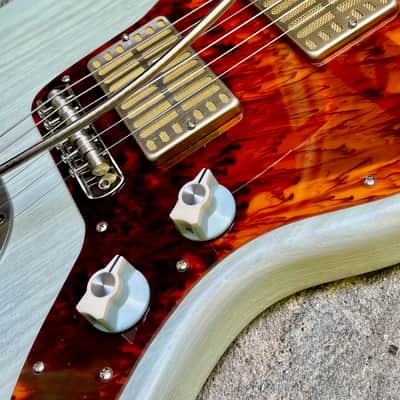 Waterslide Guitars Offset Trans Sonic Blue, Mojo Dual Foil Pickups, Descendant Vibrato, Staytrem image 8