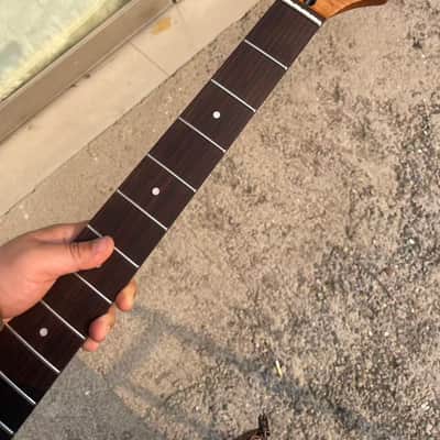 5-string electric bass neck jazz bass stainless steel 21frets Roasted flame Maple guitar neck 34inch hole 18mm image 1