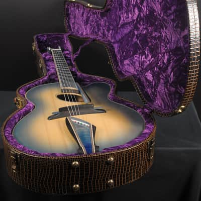 2015 Mirabella Oval Hole Archtop Blue Sunburst with Side Trapdoors image 17