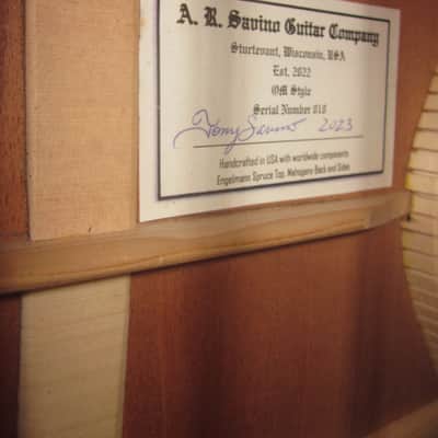 A.R. Savino Guitar Company Custom Orchestral Model Acoustic GuitarARS010 2023  Spruce/Mahogany image 3