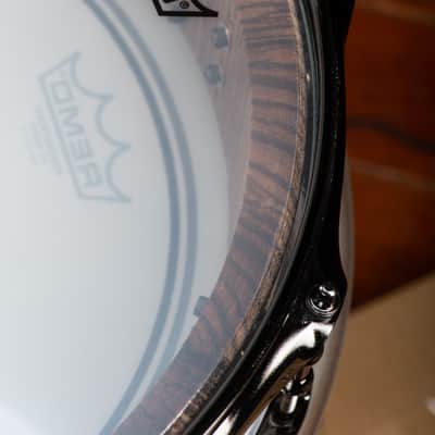 Seven Six Drum Company 4x14 Vented Zebrawood Piccolo Custom Snare Drum 2022 Zebra Gloss Polyester image 5