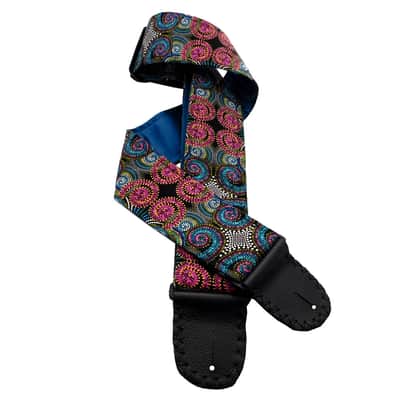Pinwheel Fireworks Guitar Strap Artisan Handmade Fuchsia, Pink, Turquoise, Blue, Green, Purple image 1