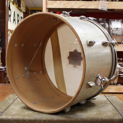 1970s Slingerland Gene Krupa Deluxe Outfit in Sparkling Silver Pearl 14x20 9x13 16x16 image 16