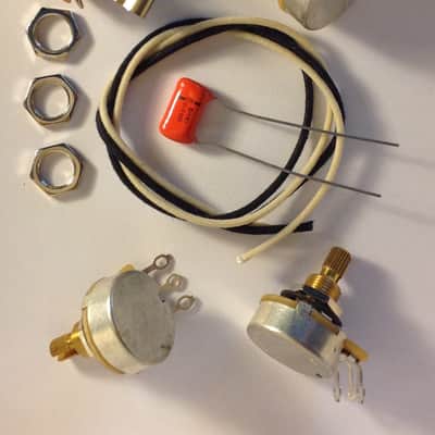 Wiring Harness Kit For J Bass 500k CTS 450G Knurled Pots .033uf 225P Orange Drop Cap image 1