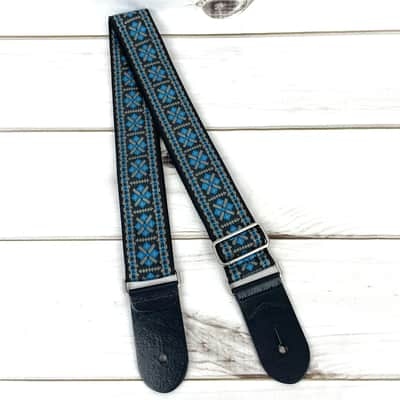 Walker & Williams H-13-M Vintage Series Woven Hootenanny Hippie Strap Blue & Grey image 6
