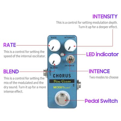 Mosky Blue Ocean Chorus Electric Guitar Effect Pedal True Bypass image 3