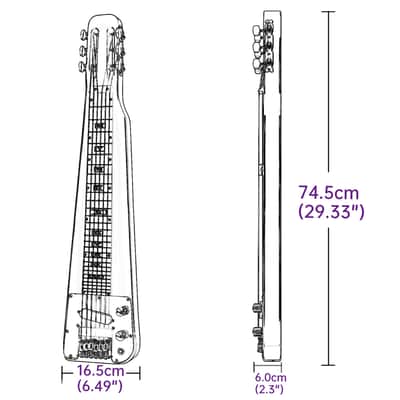 Amuic Lap Steel Guitar, Slide Steel Guitar Electric, 6 Strings Slotted Head Stock Guitars with Gig Bag & Slide Bar (Black) image 2