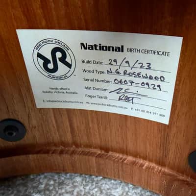 Like-New: Red Rock (AUST) New Guinea Rosewood 14x7 stave snare  - natural satin image 7