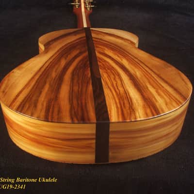 Handcrafted 5 String Baritone Ukulele, Spalted Maple, Taiwania, Vine Inlay, The Islands Soundhole, Soft-bag, Bruce Wei UG19-2341 image 10