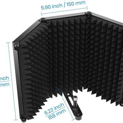3 Panel Foldable Studio Microphone Isolation Shield image 2