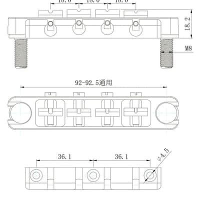 4 String Tune O Matic Bass Bridge with Tailpiece Stopbar Set in Chrome image 2