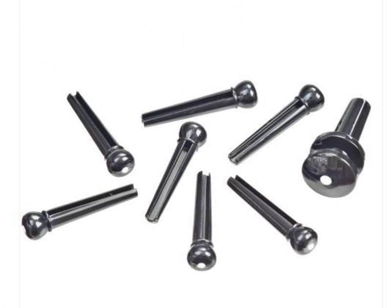 D'Addario #PWPS10 - Molded Bridge Pins with End Pin Set-Ebony with Ivory Dot image 1