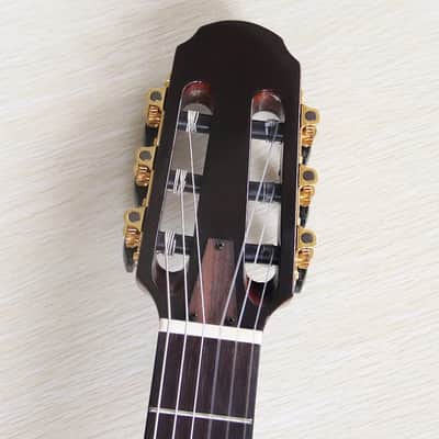 Black Silent Electric Classical Guitar Hollow Body 39 Inch 6 String Flame Veneer Top High Glossy Nylon Strings image 3