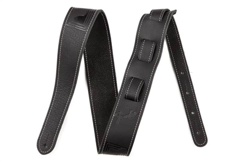 Fender® Monogram Leather Strap, Black image 1