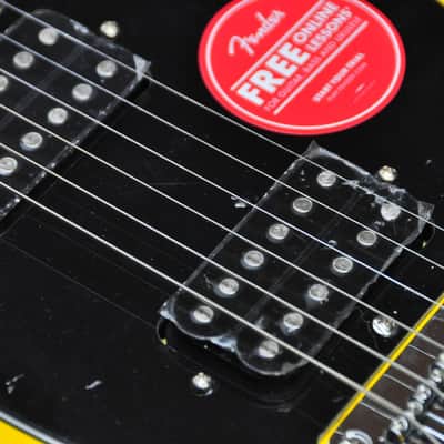 Squier FSR Bullet Competition Mustang HH Yellow w/Black stripes image 6