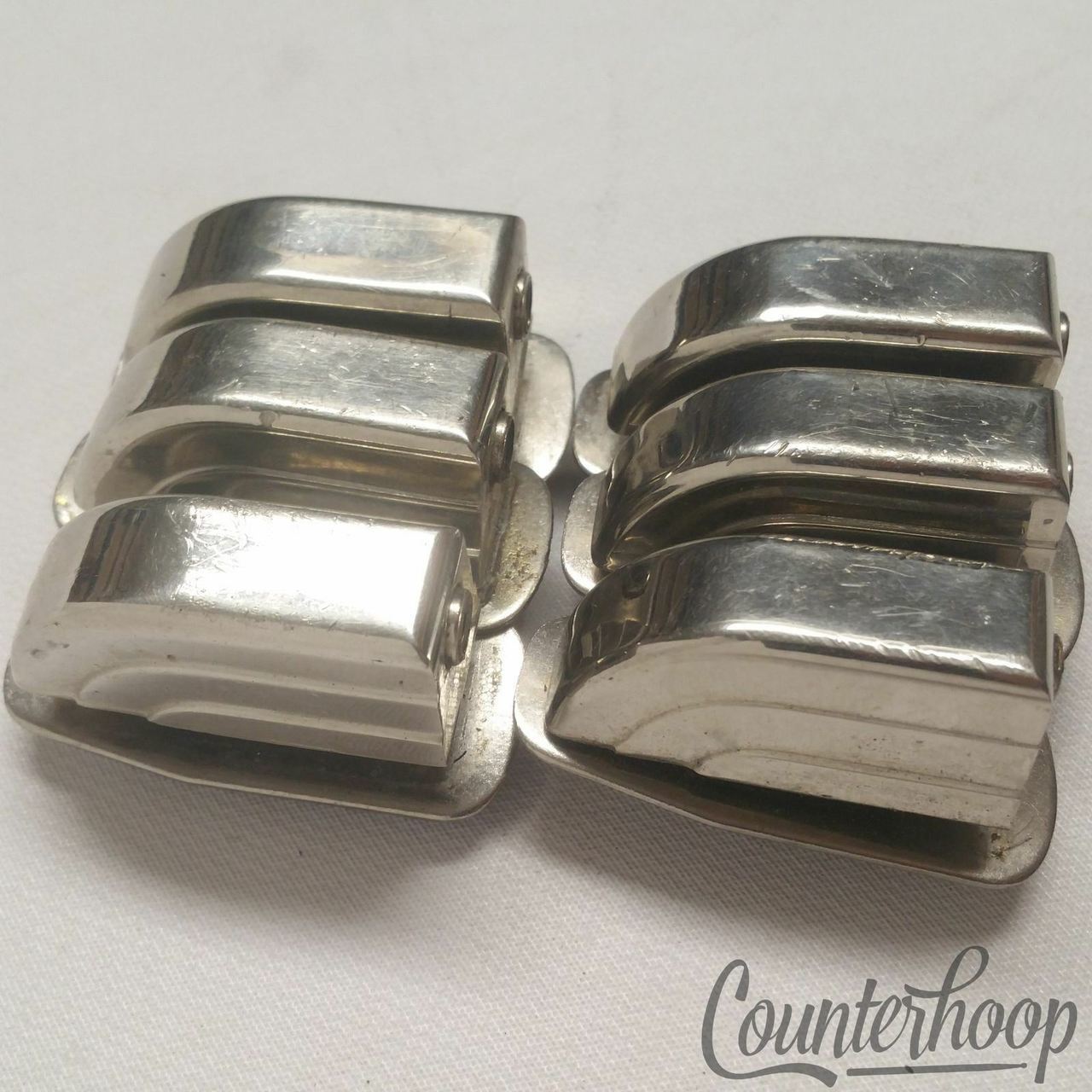 Leedy 6x Beavertail Tom/Snare Drum Lugs Nickel Elkhart USA 40s-50s Metal Washer — main photograph