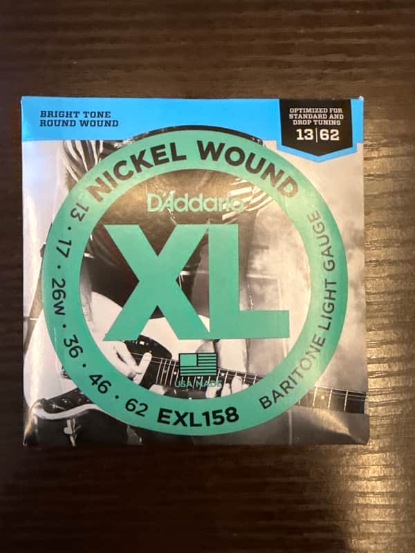 D'Addario EXL158 Nickel Wound Light Baritone Electric Guitar Strings, 13-62