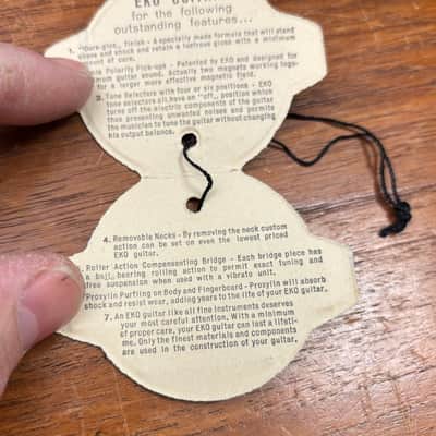New old stock Vintage Eko Hang Tags 1960’s, Guitar and Globe image 3