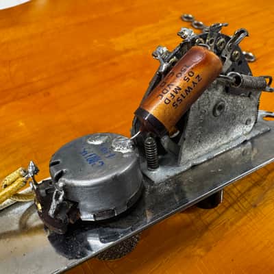 1952 1953 Fender Telecaster Blackguard control plate pots potentiometer clarostat CRL 1454 switch 250k wiring harness cap capacitor image 6