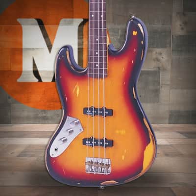 Vintage V74 ICON Fretless Bass Left Hand - Sunset Sunburst (LV74MRJP) image 1