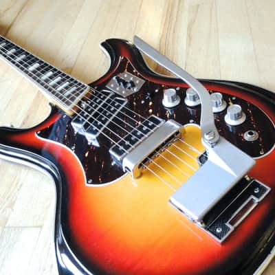 1960s Silvertone 1445 Vintage Electric Guitar by Teisco German Carve 1441 w/ gigbag & Original Strap image 7